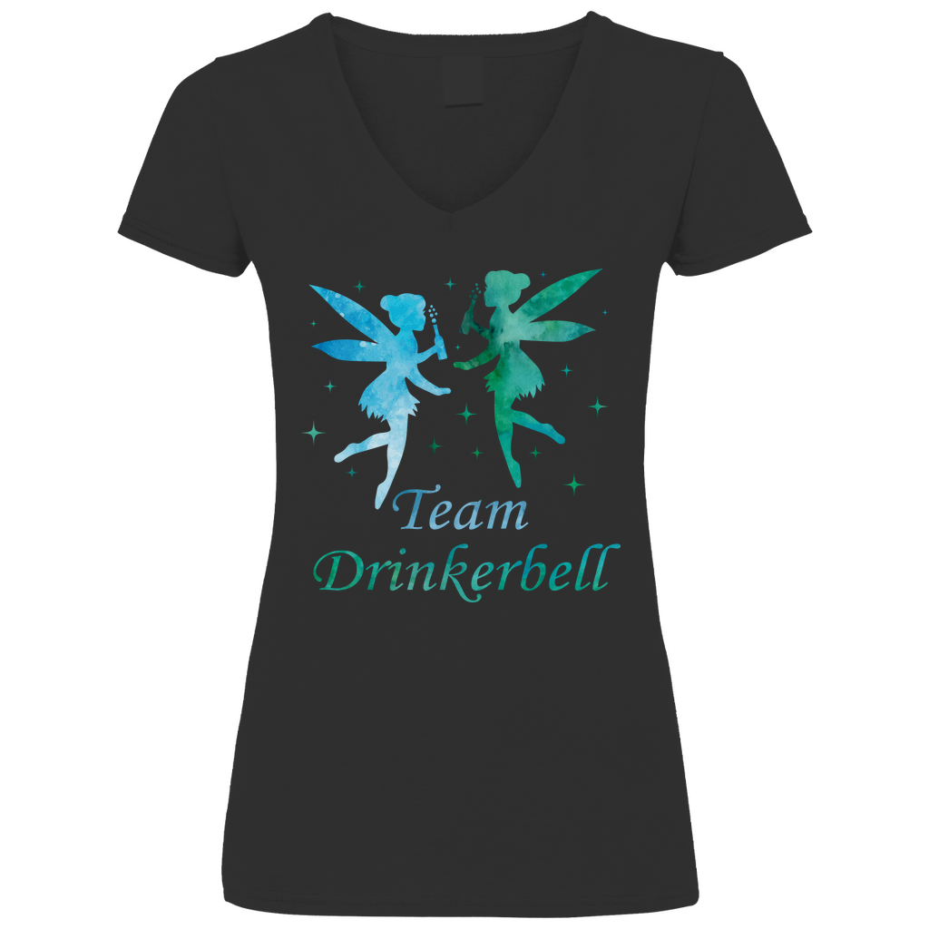 Team Drinkerbell - Prinzessin Aquarell - V-Neck Damenshirt Black
