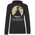 Schwarzer Damen Hoodie mit Tequilarella Motiv Mond Prinzessin und beigem Mond, Frontansicht