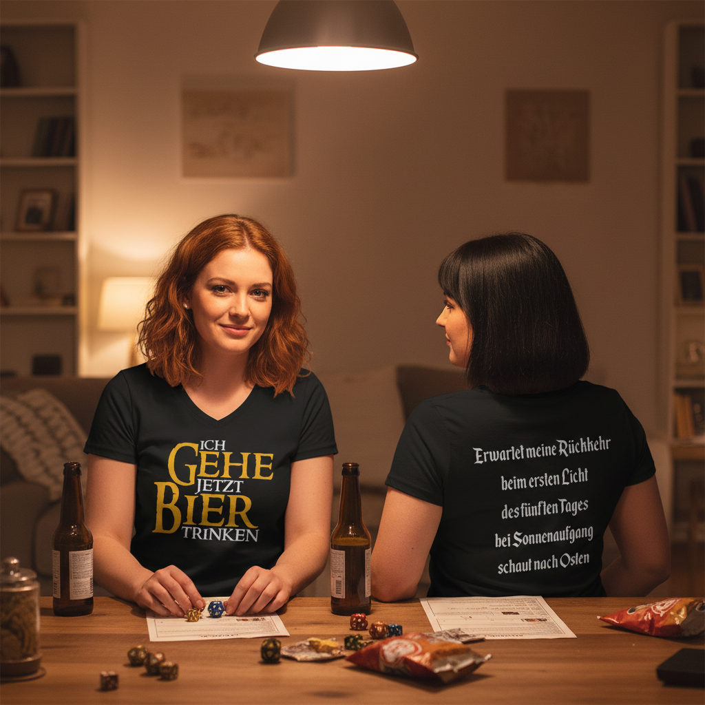 Ich gehe jetzt Bier trinken HDR - Beidseitiger Druck - V-Neck Damenshirt