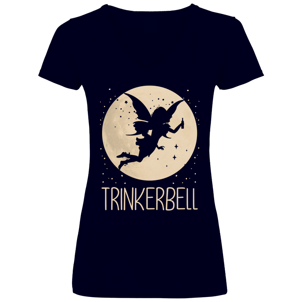 Mond Prinzessin - Trinkerbell - V-Neck Damenshirt Deep Navy