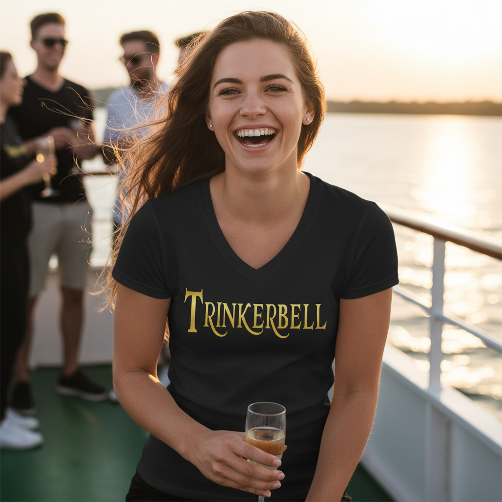 Trinkerbell - Prinzessin Gold - V-Neck Damenshirt