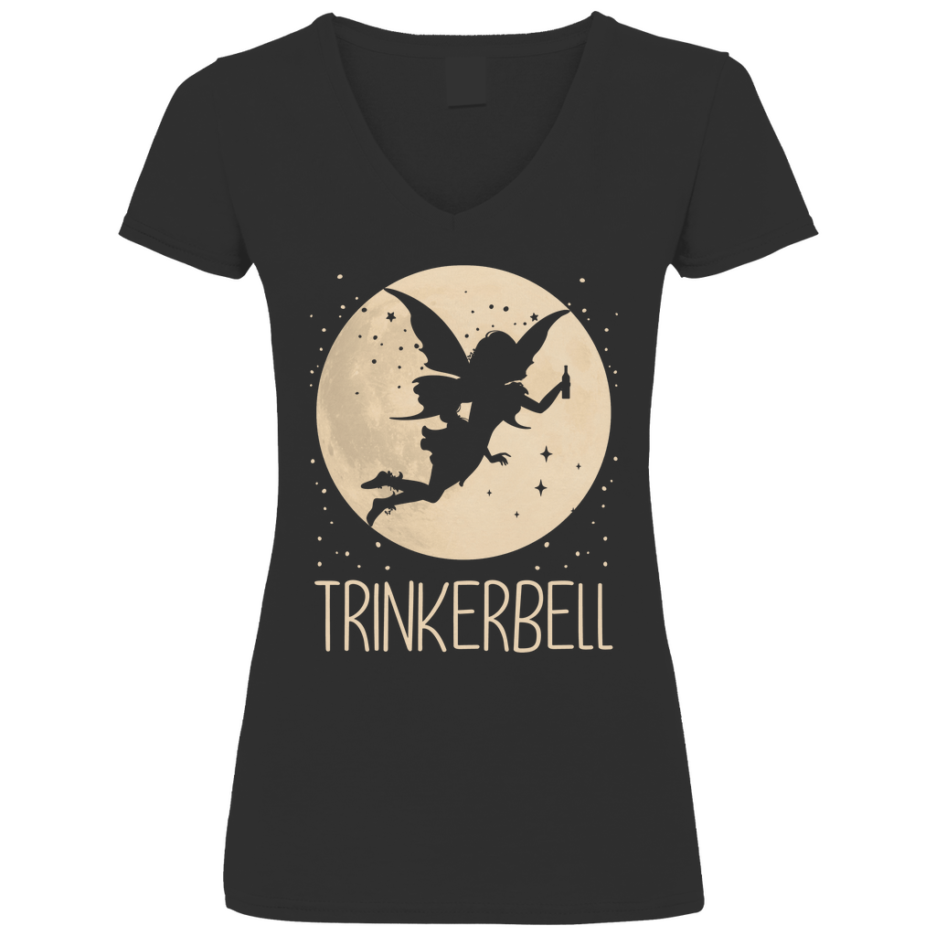 Mond Prinzessin - Trinkerbell - V-Neck Damenshirt Black
