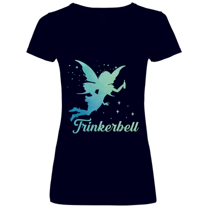Trinkerbell - Prinzessin Aquarell - V-Neck Damenshirt Deep Navy