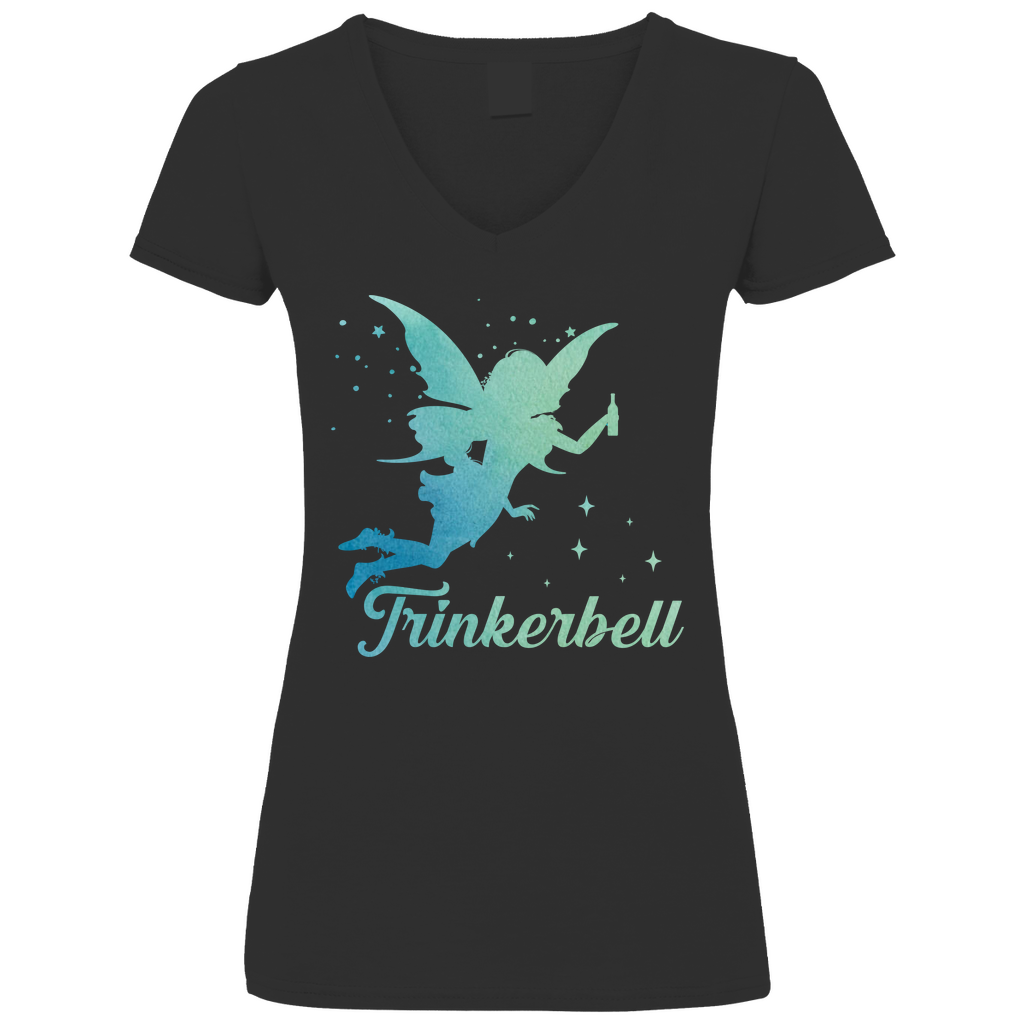 Trinkerbell - Prinzessin Aquarell - V-Neck Damenshirt Black