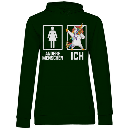 Andere Menschen Ich Einhorn - Damen Hoodie Forest Green