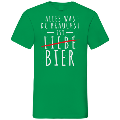 Alles was du brauchst ist Bier - Herren V-Neck Shirt Kelly Green