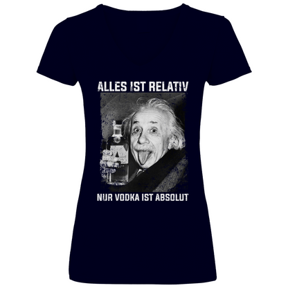Alles ist Relativ nur Vodka ist Absolut - V-Neck Damenshirt Deep Navy
