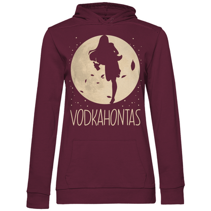 Weinroter Frauen Pullover mit VODKAHONTAS Design für JGA und Mädelsabend, Frontansicht