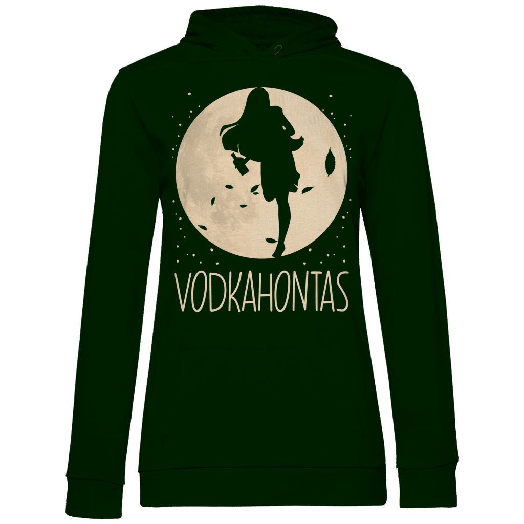 Waldgrüner Vodkahontas Hoodie Damen mit Mond-Prinzessin Design für Party, Frontansicht