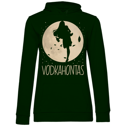 Waldgrüner Vodkahontas Hoodie Damen mit Mond-Prinzessin Design für Party, Frontansicht