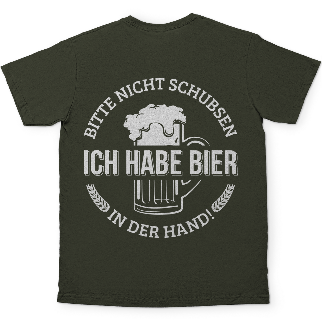 Bitte nicht schubsen ich habe Bier in der Hand - Herren Shirt Urban Khaki