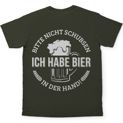 Bitte nicht schubsen ich habe Bier in der Hand - Herren Shirt Urban Khaki