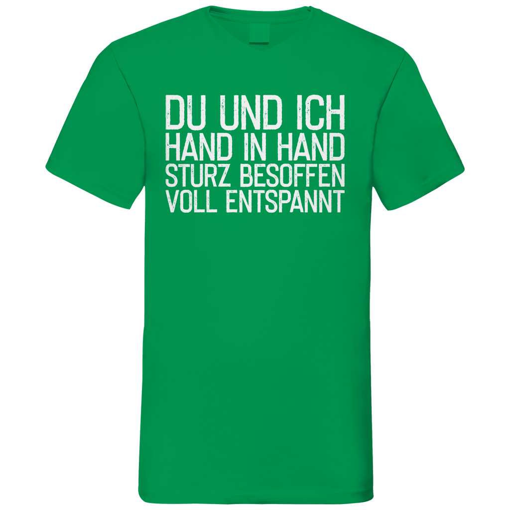 Du und ich Hand in Hand - Herren V-Neck Shirt Kelly Green