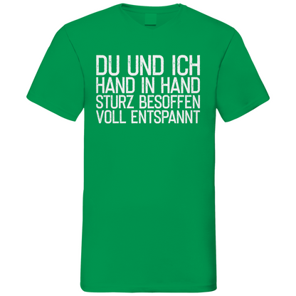 Du und ich Hand in Hand - Herren V-Neck Shirt Kelly Green