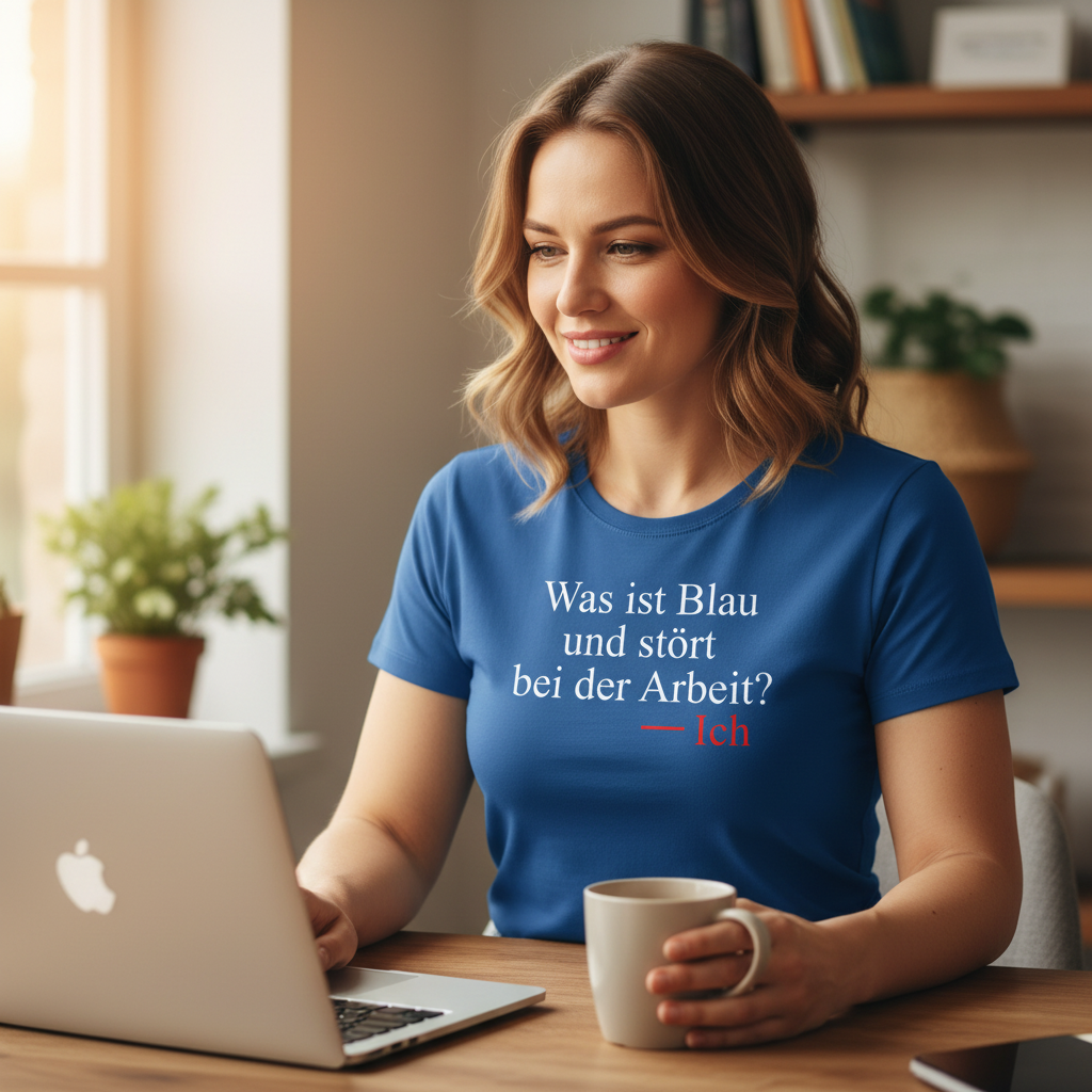 Was ist blau und stört bei der Arbeit - Damenshirt