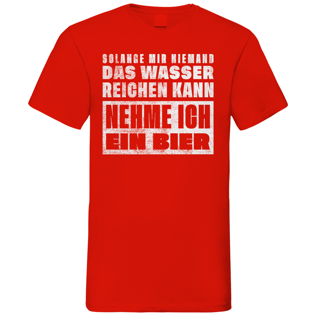 Nehme ich ein Bier - Herren V-Neck Shirt Red