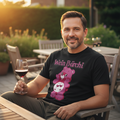 Entspannte Gartenparty mit Wein Bärchi Retro Bär Shirt, Gastgeber mit Weinglas