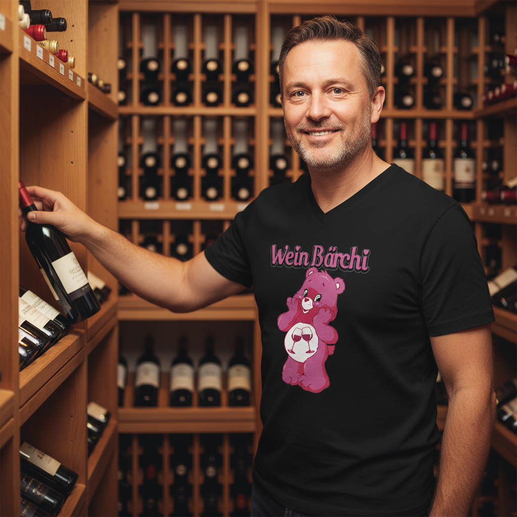 Wein Bärchi - Glücksbärchi - Herren V-Neck Shirt