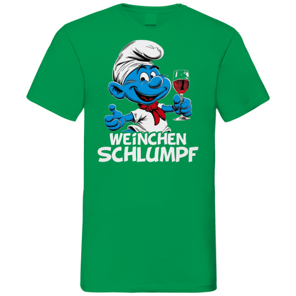 Weinchen Schlumpf Grafik - Herren V-Neck Shirt Kelly Green