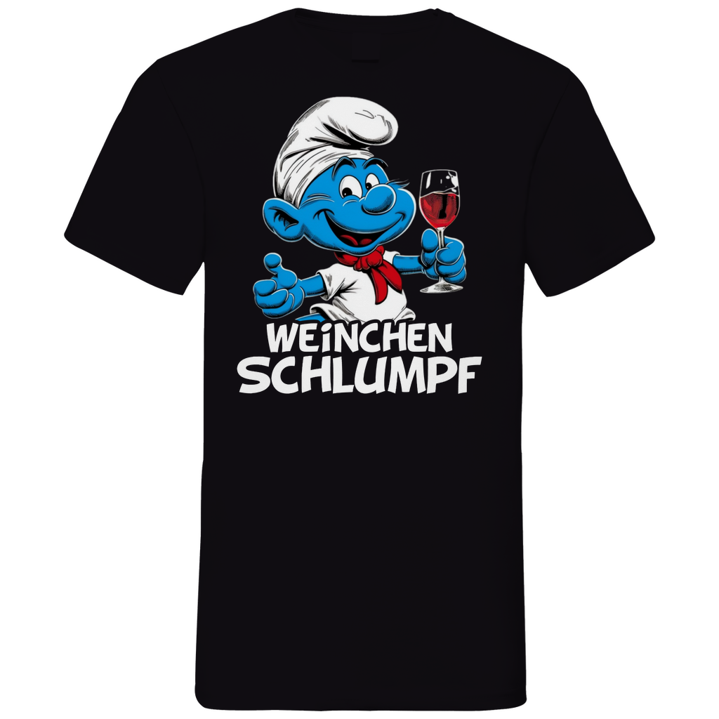 Weinchen Schlumpf Grafik - Herren V-Neck Shirt Black