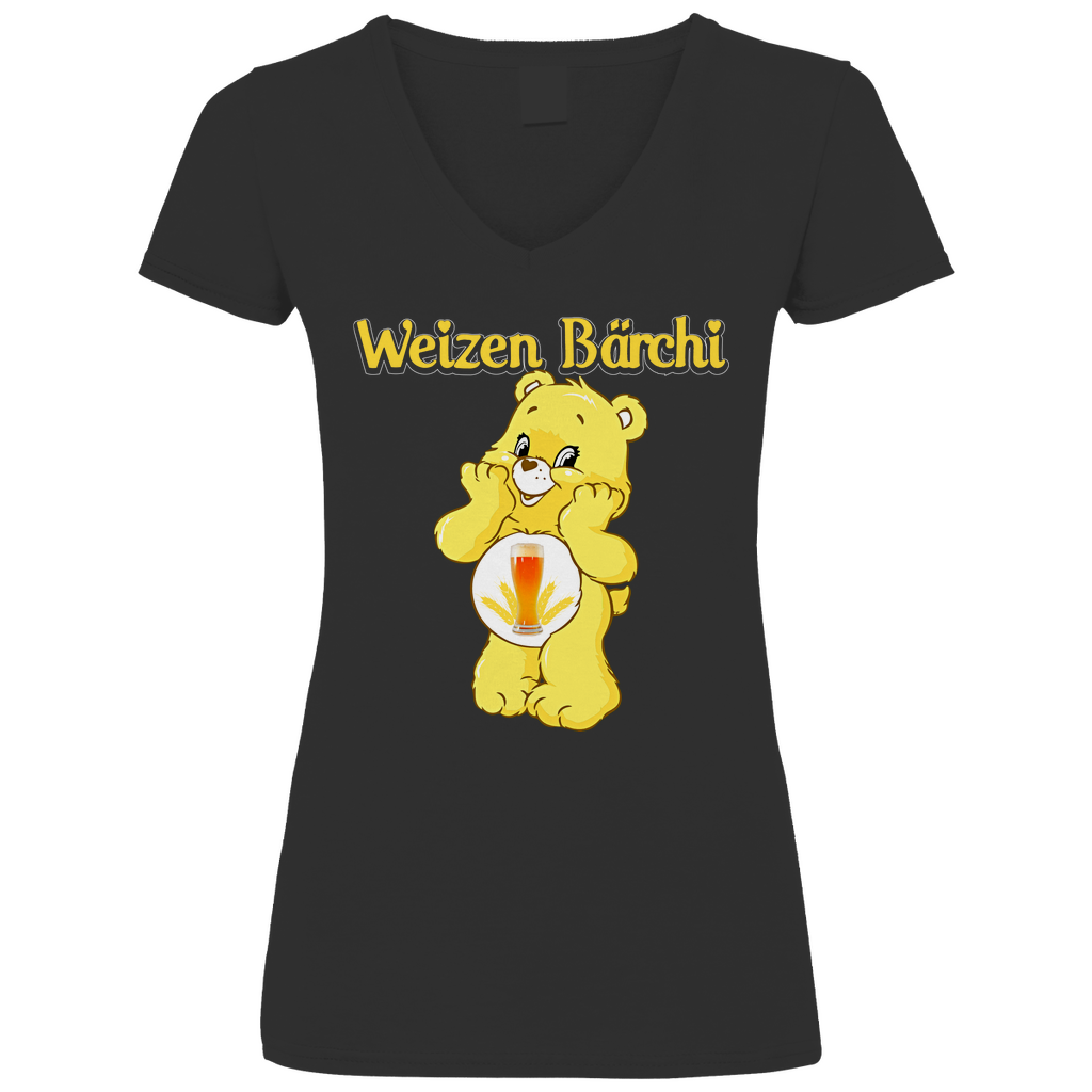 Weizen Bärchi - Glücksbärchi - V-Neck Damenshirt Black