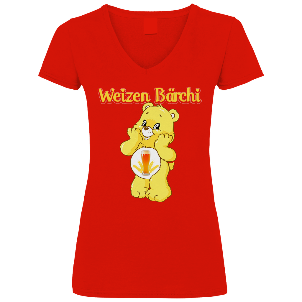 Weizen Bärchi - Glücksbärchi - V-Neck Damenshirt Red XL