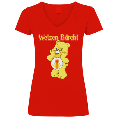 Weizen Bärchi - Glücksbärchi - V-Neck Damenshirt Red XL