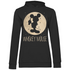 Schwarzer Damen Hoodie mit WHISKEY MOUSE Design Mond Prinzessin und Whiskeyglas, Frontansicht