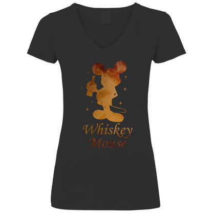 Whiskey Mouse - Prinzessin Aquarell - V-Neck Damenshirt Black