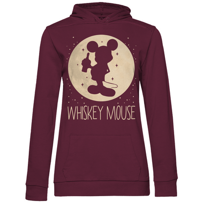Weinroter Frauen Hoodie mit Whiskey Mouse Disney Parodie Mond Prinzessin Motiv, Frontansicht
