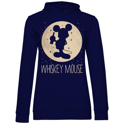 Navy blauer Frauen Pullover mit Whiskey Mouse Motiv Disney Parodie Minnie und Whiskey, Frontansicht