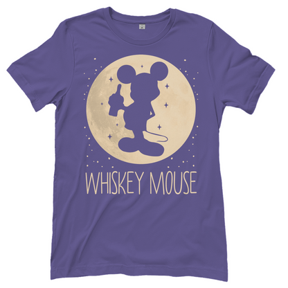 Lila Damen T-Shirt mit Whiskey Mouse Mond Prinzessin für Mädelsabend und Feierabend, Frontansicht