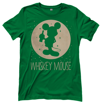 Grünes T-Shirt Damen mit Whiskey Mouse Motiv perfekt für Party und Mädelsabend, Frontansicht