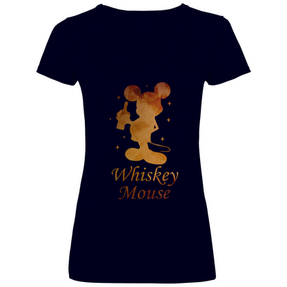 Whiskey Mouse - Prinzessin Aquarell - V-Neck Damenshirt Deep Navy