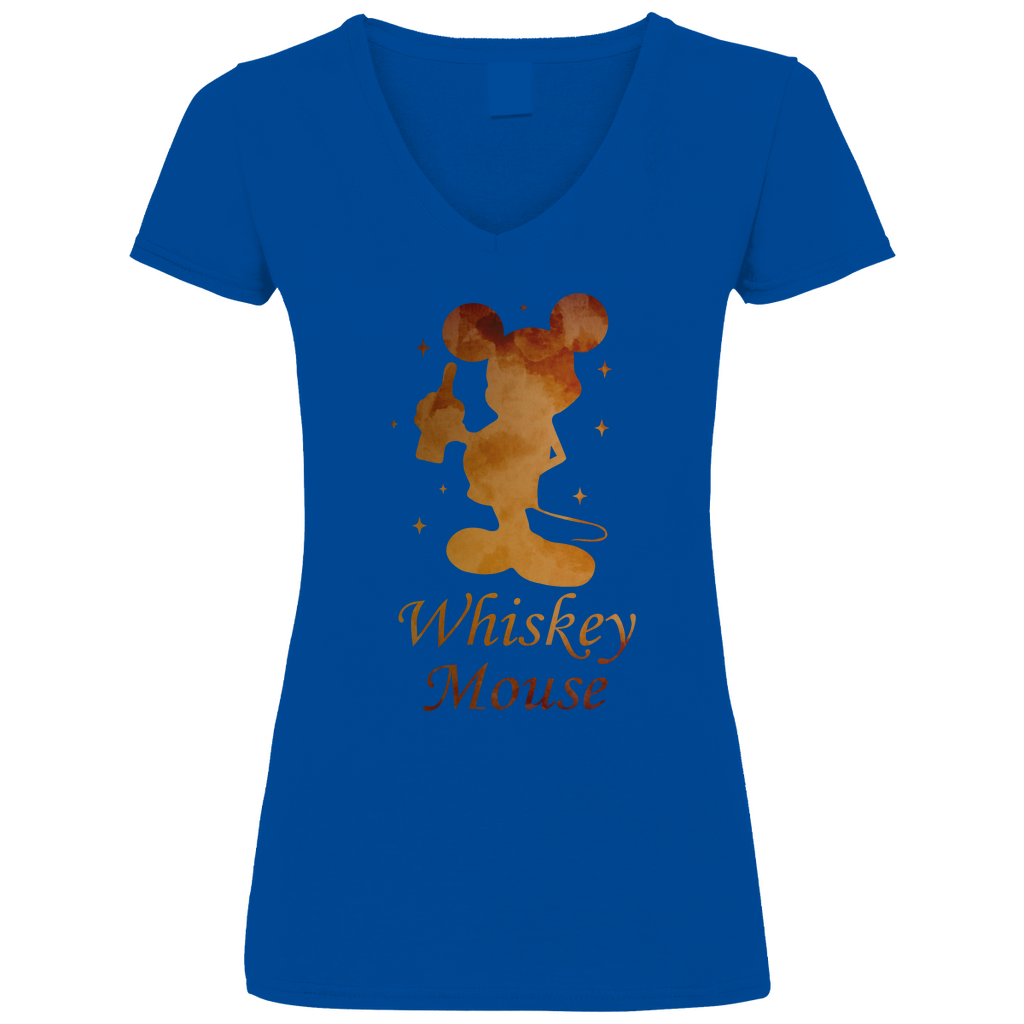 Whiskey Mouse - Prinzessin Aquarell - V-Neck Damenshirt Royal Blue XS