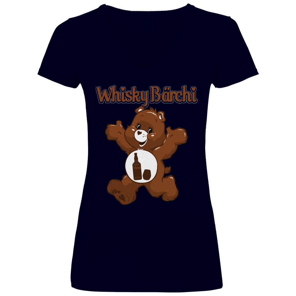 Whisky Bärchi - Glücksbärchi - V-Neck Damenshirt Deep Navy