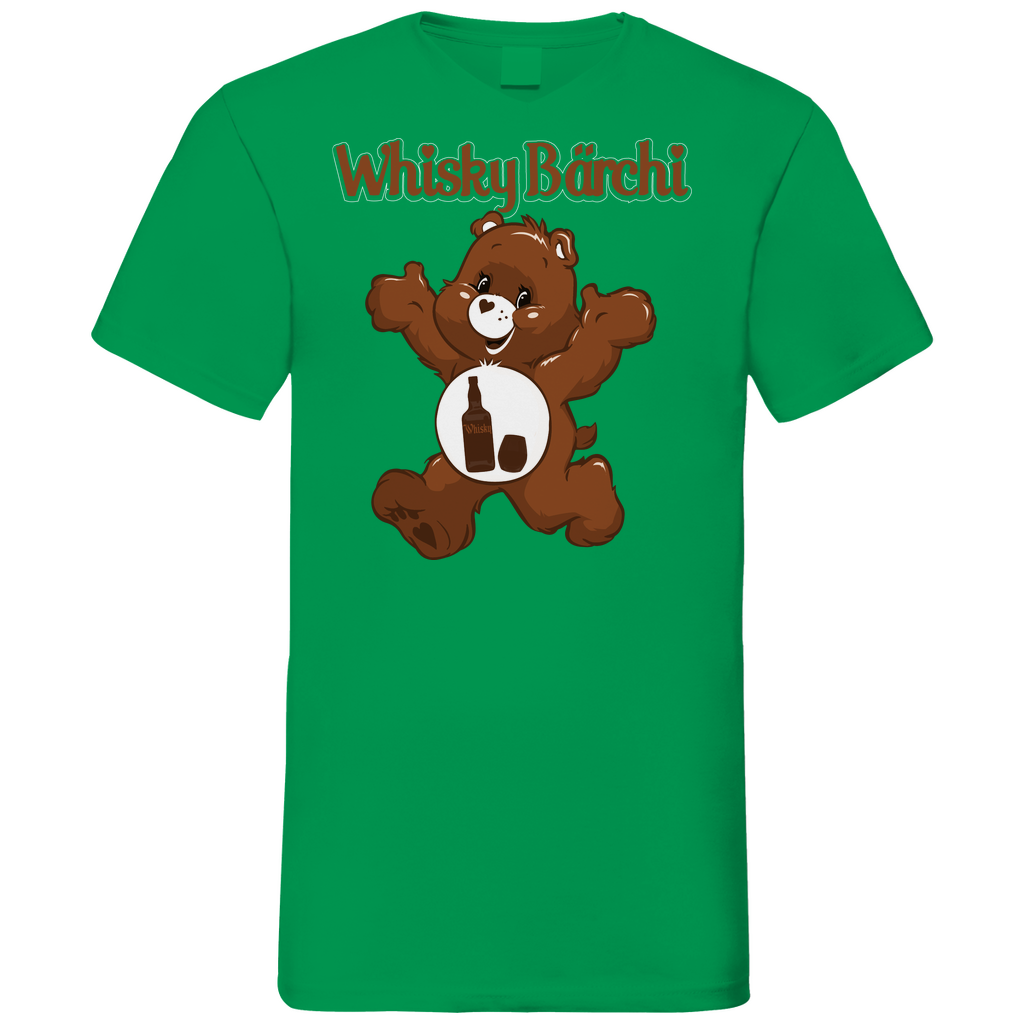 Whisky Bärchi - Glücksbärchi - Herren V-Neck Shirt Kelly Green