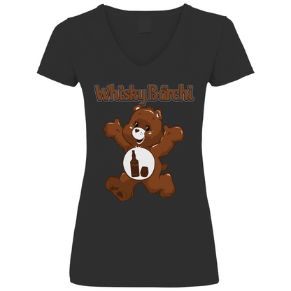 Whisky Bärchi - Glücksbärchi - V-Neck Damenshirt Black