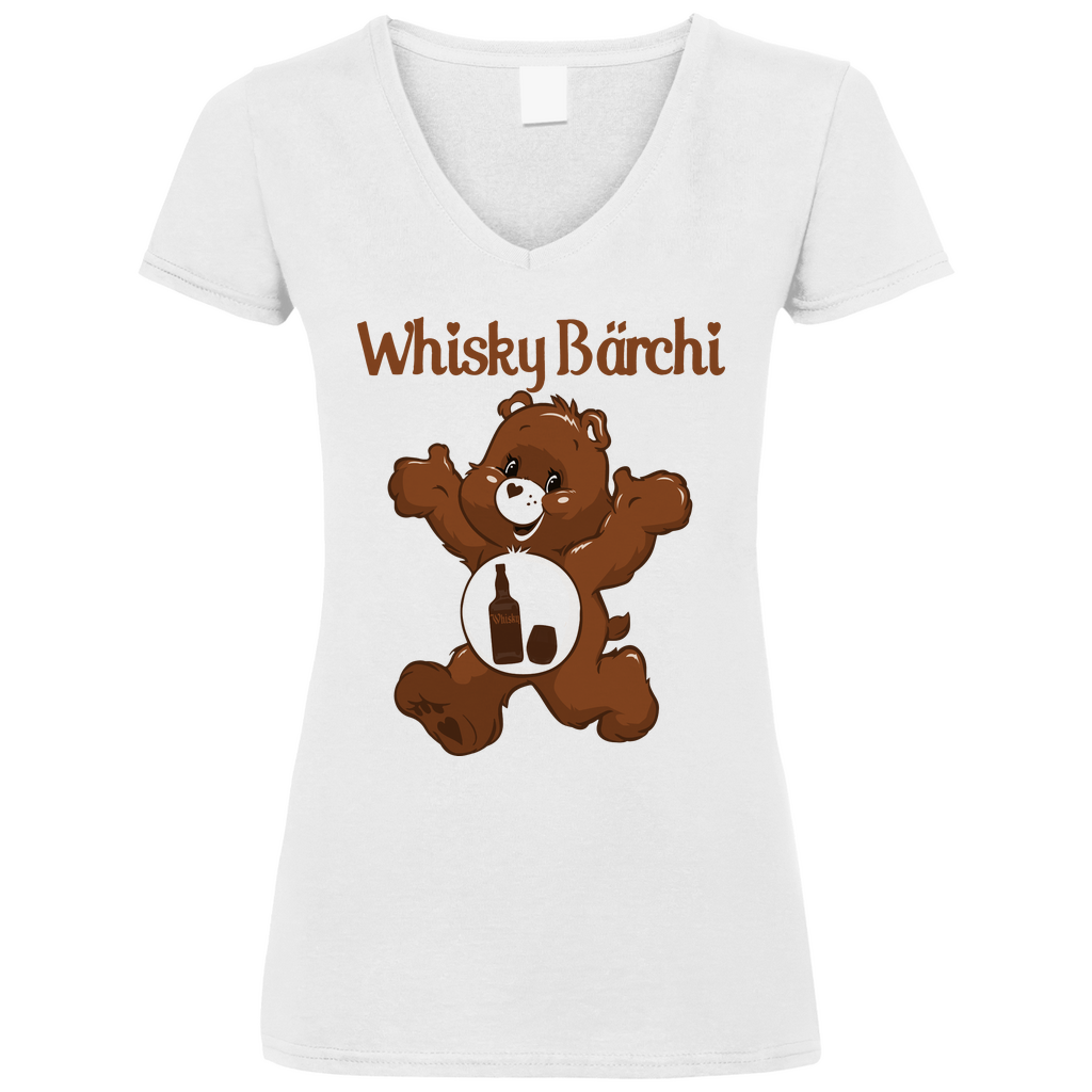 Whisky Bärchi - Glücksbärchi - V-Neck Damenshirt White