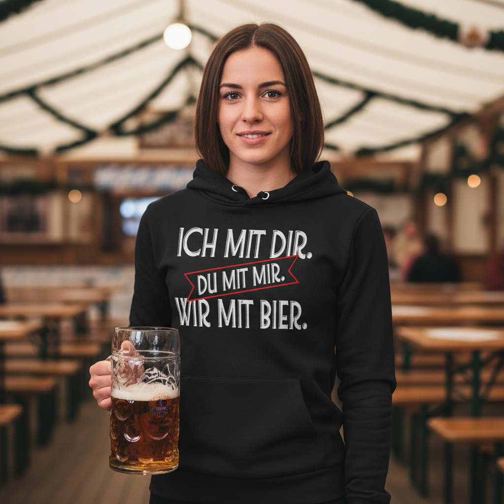 Ich mit dir. Du mit mir. Wir mit Bier. - Damen Hoodie