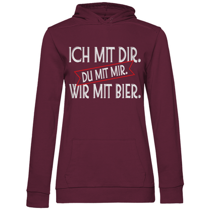 Ich mit dir. Du mit mir. Wir mit Bier. - Damen Hoodie Wine