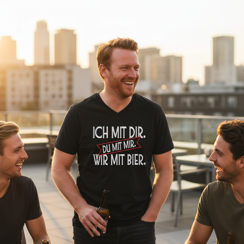 Ich mit dir. Du mit mir. Wir mit Bier. - Herren V-Neck Shirt