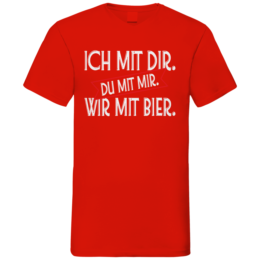 Ich mit dir. Du mit mir. Wir mit Bier. - Herren V-Neck Shirt Red