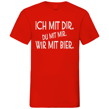 Ich mit dir. Du mit mir. Wir mit Bier. - Herren V-Neck Shirt Red