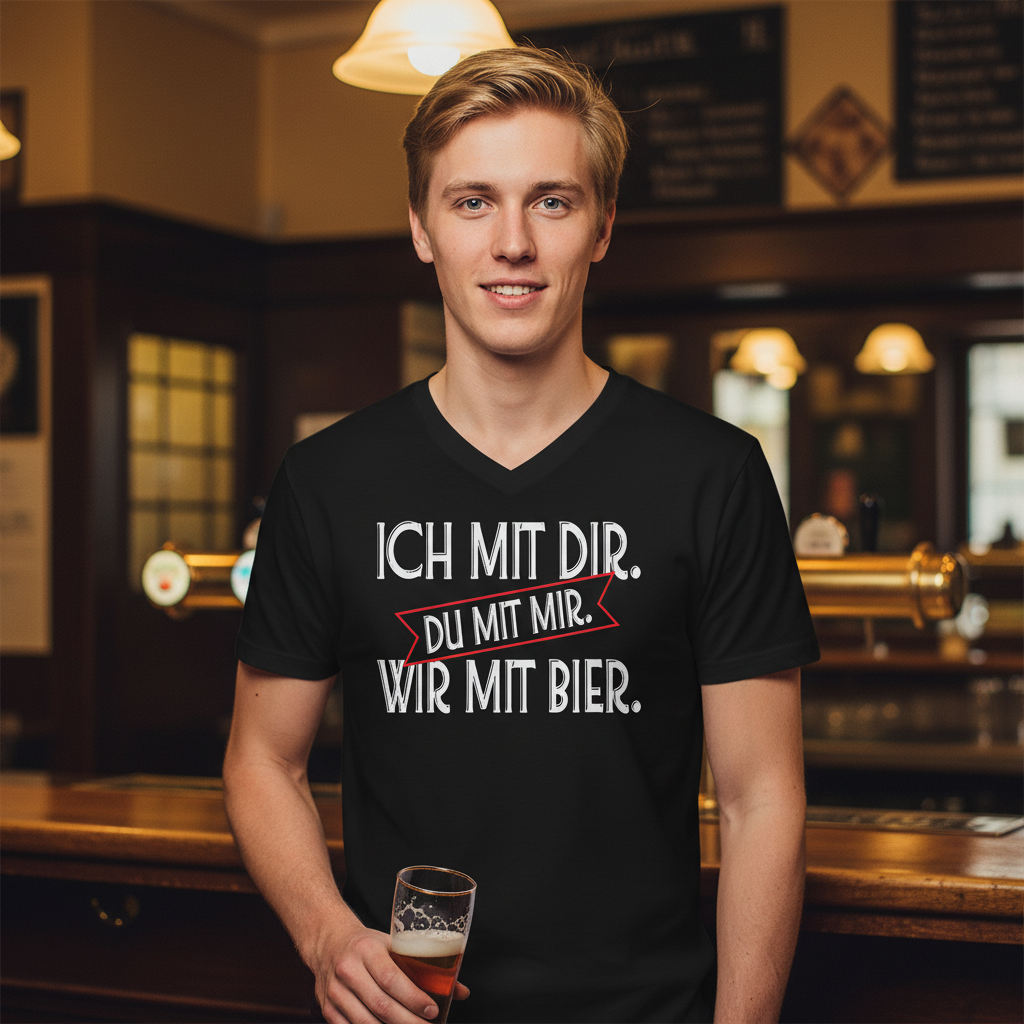 Ich mit dir. Du mit mir. Wir mit Bier. - Herren V-Neck Shirt