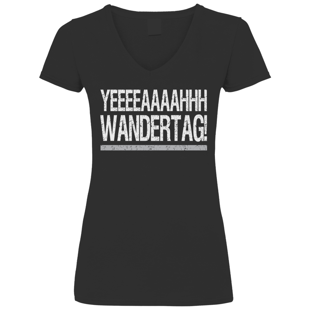 YEEEAH Wandertag! - V-Neck Damenshirt Black