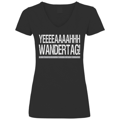 YEEEAH Wandertag! - V-Neck Damenshirt Black