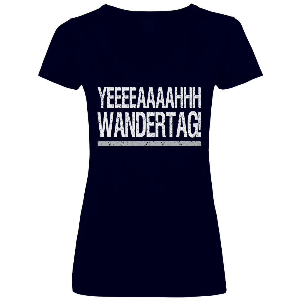 YEEEAH Wandertag! - V-Neck Damenshirt Deep Navy