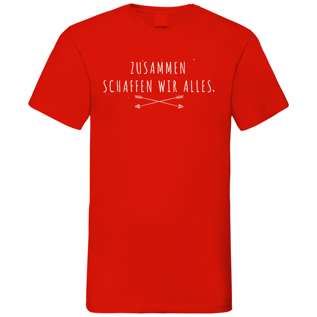 Zusammen schaffen wir alles - Herren V-Neck Shirt Red