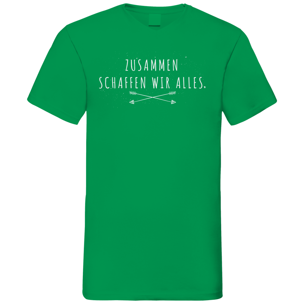 Zusammen schaffen wir alles - Herren V-Neck Shirt Kelly Green